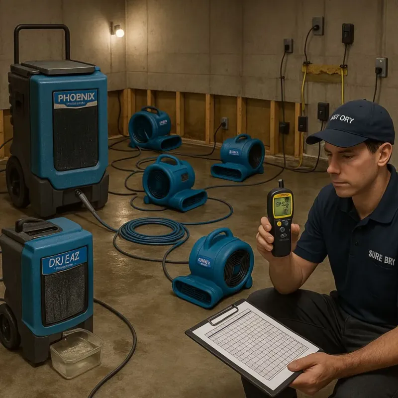 Structural Drying and Dehumidification process in Glendale, MO